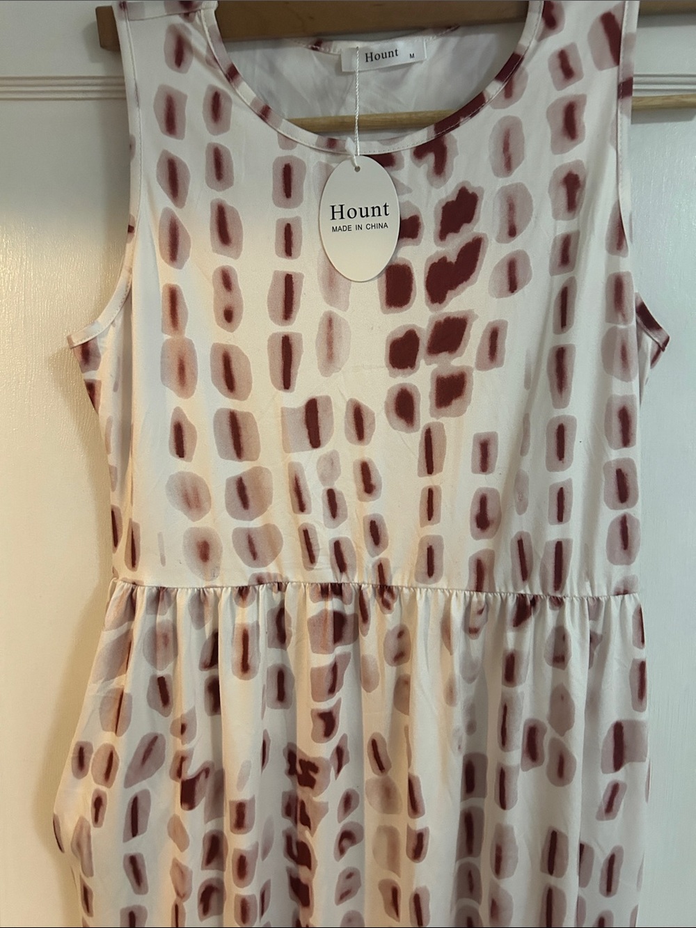 Cream Maxi Dress with Dusty Rose Spot Print - Picture 2 of 5